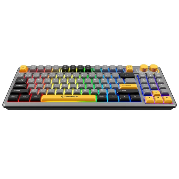 Rampage CYCLONE Gri/Siyah/Sarı USB RGB Aydınlatmalı Q Compact Membrane Gaming Oyuncu Klavye - 2