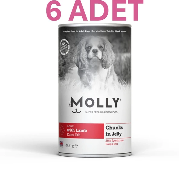 Molly Jöle İçinde Parça Kuzu Etli Yetişkin Köpek Konservesi 400gr (6 ADET) - Resim 2