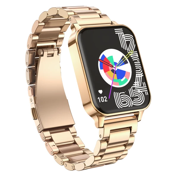 Elegance Akıllı Saat Alüminyum Kasa Metal Kordon Rosegold - 3