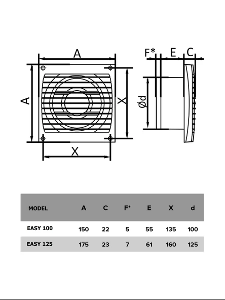Easy 100 10cm Banyo Tuvalet Havalandırma Aspiratör Fanı - Resim 5
