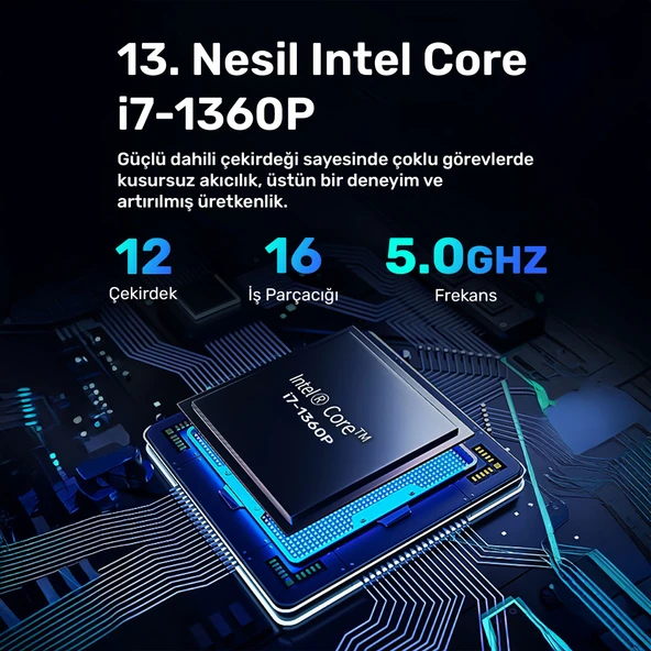 RaXius Momentum CD-I136P002 i7-1360P 16GB 1TBSSD FreeDOS Mini PC - Resim 8