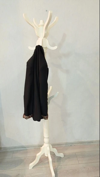 NİVEMESHOME AYAKLI AHŞAP KREM ASKILIK 175 CM - 5