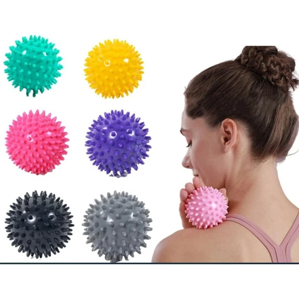 Pilates Masaj Topu 8 Cm Duyu Uyarıcı Dikenli Masaj Topu El Sırt Vücut Egzersiz Plates Topu - 5