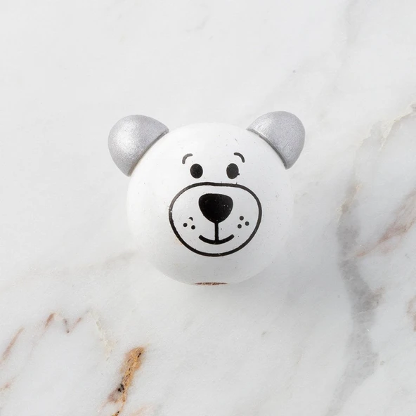 Loren 1 Adet Kulağı Gri Ayı Figürlü Ahşap Boncuk ürün görseli