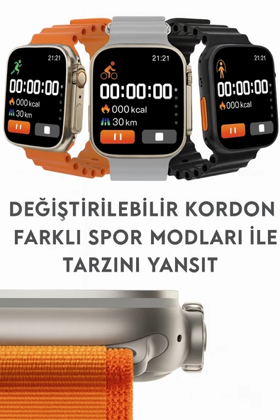 QASUL H27 Ultra 3 Akıllı Saat Bluetooth Kulaklık Ve 4 Kordon Dahil Süper Set - 6