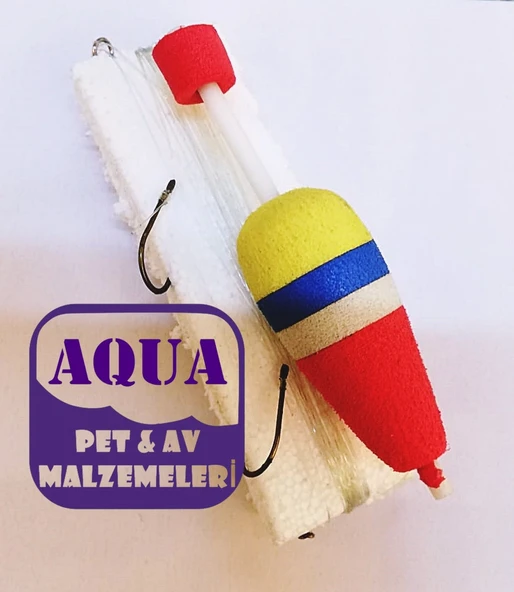 Hazır Şamandıralı Olta Takımı 6 Metre Misinalı 2 iğneli Firkete Fırdöndülü 1 Adet Hazır Olta Takımı