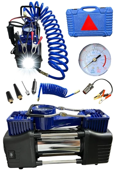 Çift Silindirli Lastik Şişirme Oto Kamyon 12V 150 PSI Ağır Hizmet Tipi Çantalı Hava Kompresörü