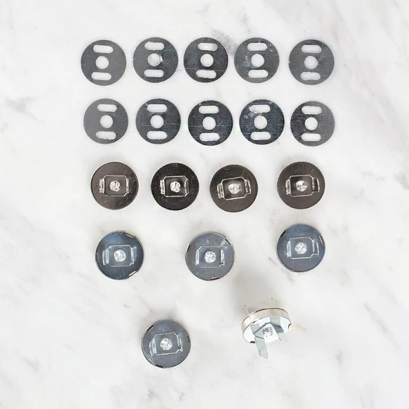 Loren Manyetik Mat Gümüş Metal 5 li Çıt Çıt Set ürün görseli