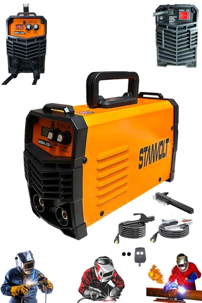 250 Amper İnverter Dijital Ekran Fan Soğutma Kademeli Çanta Kaynak Makinesi Bakır Sargı Maske HEDİYE - 2