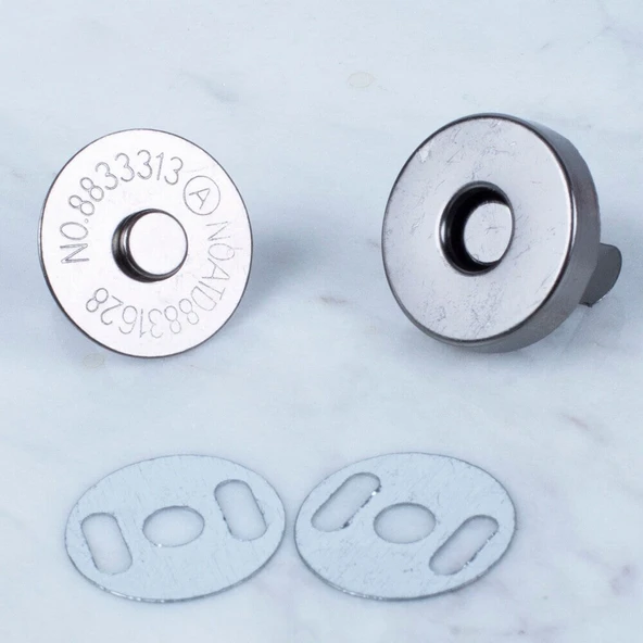 Loren Manyetik Mat Gümüş Metal 5 li Çıt Çıt Set - Resim 2