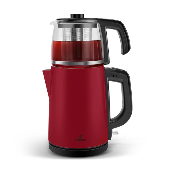 Karaca Tea Glass 2 in 1 Çelik Çay Makinesi ve Kettle Viva Magenta - 1