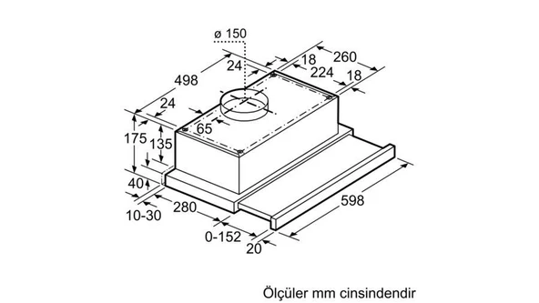 Bosch DFT63CA21T Beyaz Sürgülü Aspiratör - Resim 2