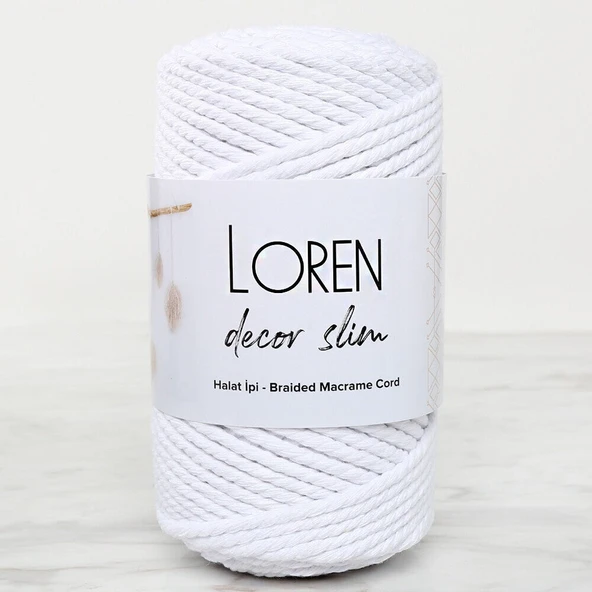 Loren Decor Slim 3 Büküm Makrome İpi Beyaz - L001 ürün görseli