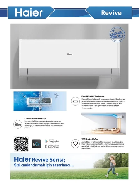 Haier AS50RCBHRA-TR Revive Plus 18000 BTU Duvar Tipi DC Inverter Split Klima Wifi A++ - Resim 5