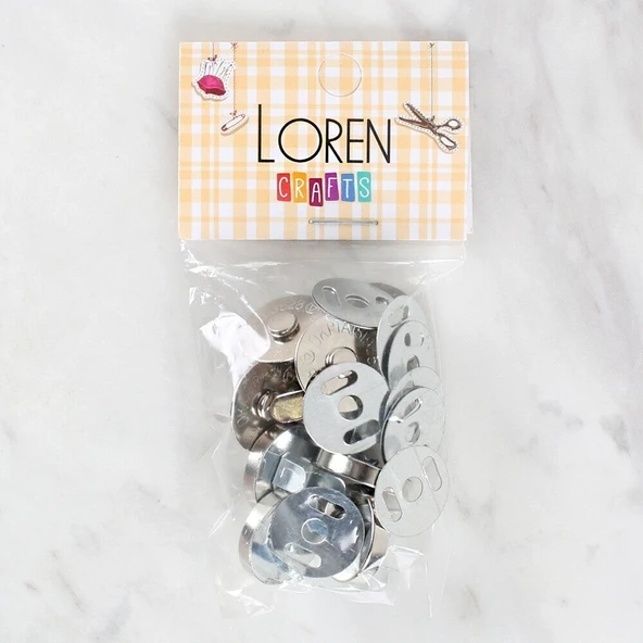 Loren Manyetik Mat Gümüş Metal 5 li Çıt Çıt Set - Resim 3