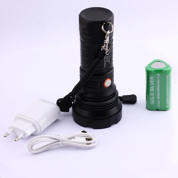 El Feneri Uzun Menzil 80W Şarjlı Powerbank Ledli Işık Kafa Lambası Alüminyum Kasa Su Geçirmez Kamp - Resim 7