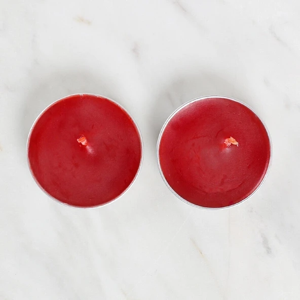 Loren 2'li Tealight Mum Kırmızı - Resim 2