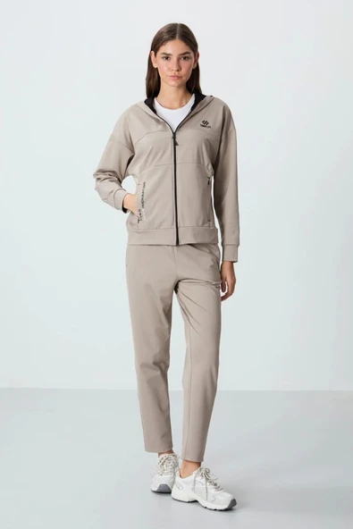 TOMMY LİFE T10BY-95306_01 BAYAN CEKET/DAR PAÇA EŞOFMAN TAKIMI KOYU BEJ - Resim 2