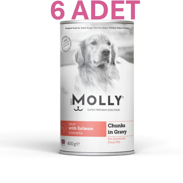 Molly Sos İçinde Parça Somonlu Yetişkin Köpek Konservesi 400gr (6 ADET) ürün görseli