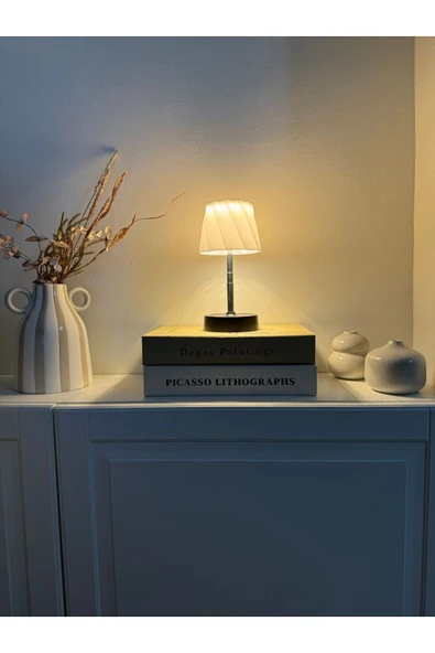 Şarjlı Masa Lambası. Dokunmatik, Dimmerli, Her Ortamda , Ayarlanabilir Metal Gövde, Gün Işığı LED - 4