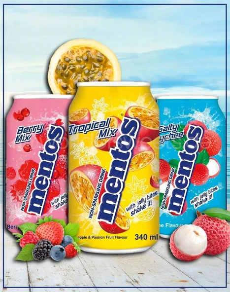Mentos Tuzlu Liçi - Tropikal Meyve - Orman Meyveleri Aromalı 3'lü İçecek Set ürün görseli 1