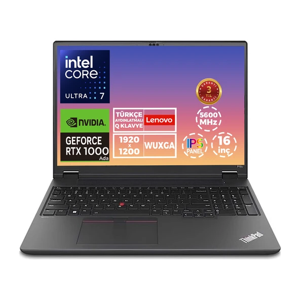 Lenovo MWS P16V G2 Ultra 7 155H 32GB 2TB SSD 6 GB RTX1000 Ada 16" WUXGA W11P 21KXS0ASTX 011 ürün görseli 1