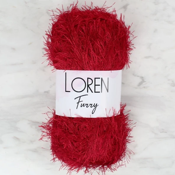 Loren Furry Koyu Kırmızı El Örgü İpi - RF024 - 34052 ürün görseli