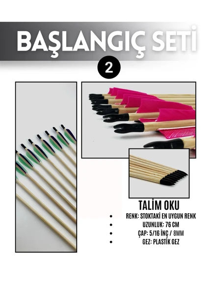 Geleneksel Okçuluk Başlangıç Seti Elif Yay (Kaplamalı) 5 Ok Zihgir Tirkeş - 2