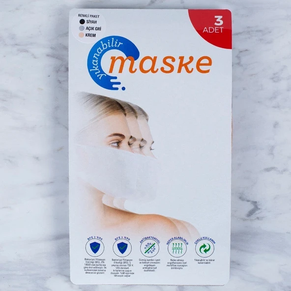 Loren 3 Adet Yıkanabilir Maske - Resim 2