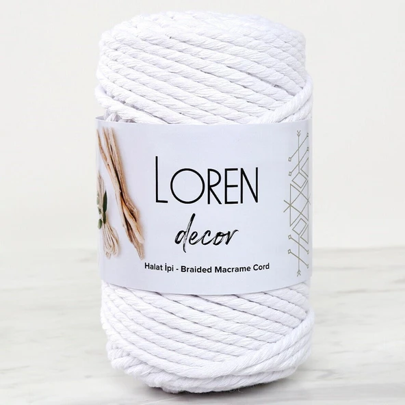 Loren Decor 3 Büküm Makrome İpi Beyaz - L001 ürün görseli