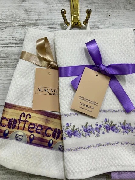 NİVEMESHOME 2 Lİ CAPPUCİNO-BEYAZ ASORTİ MODEL MUTFAK HAVLUSU - 3