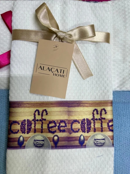 NİVEMESHOME 2 Lİ CAPPUCİNO-BEYAZ ASORTİ MODEL MUTFAK HAVLUSU - 2