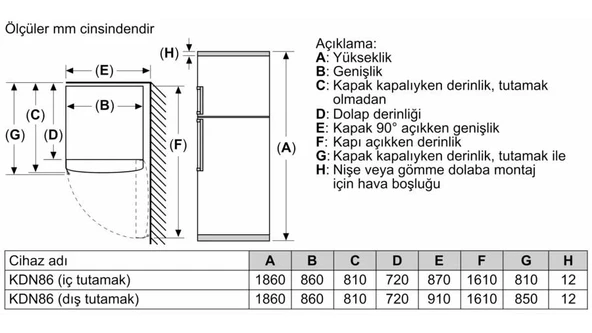 Siemens KD86NAWE0N Buzdolabı No Frost Beyaz XXL Üstten Donduruculu - Resim 7