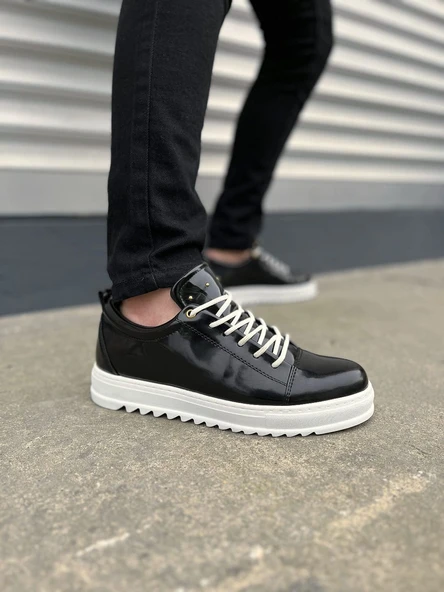 JET-152 Cool Bağcıklı Rugan Erkek Günlük Spor Klasik Ayakkabı RBT - Siyah ürün görseli