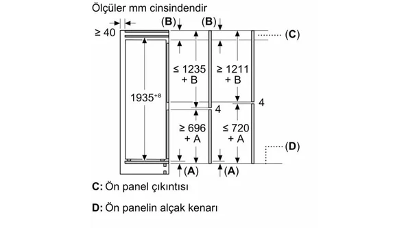 Siemens KB96NADD0 Buzdolabı Ankastre Alttan Donduruculu No Frost - Resim 8