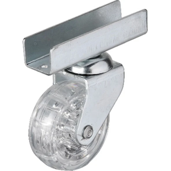 Hts 327 - 50x20 mm Şeffaf Makaralı Uzun U Tablalı Teker 4 Adet