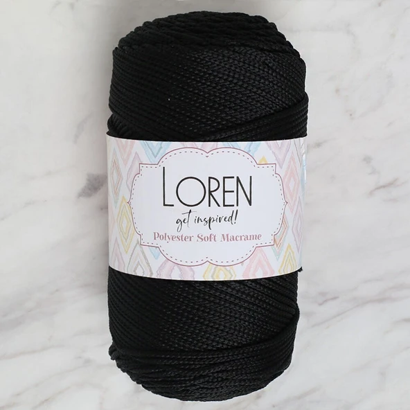 Loren Polyester Soft Macrame Siyah El Örgü İpi - LM040 - 34445 ürün görseli