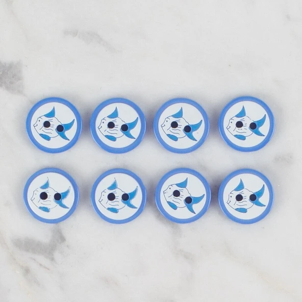 Loren Crafts koyu mavi 8 li balık düğme - 576 - Resim 2