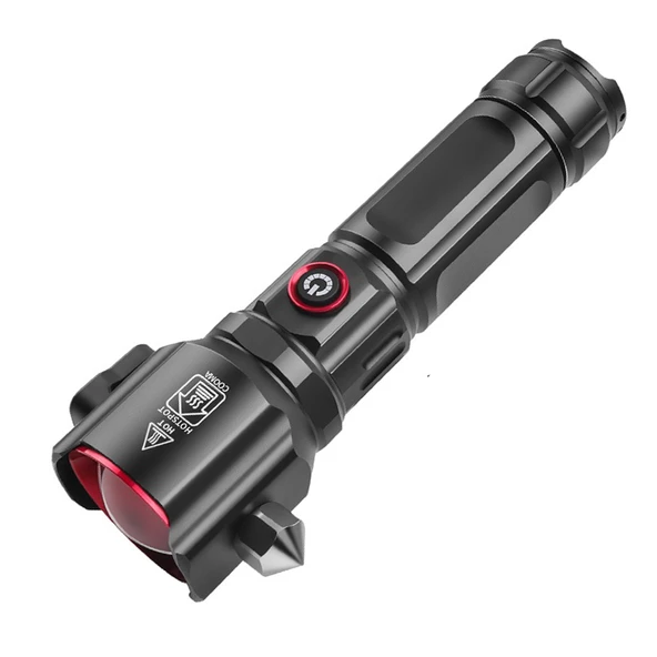 Şarjlı El Feneri | Yüksek Güçlü LED Işık | USB ile Şarj Edilebilir | Su Geçirmez Metal Gövde | Zoom Özellikli - Resim 8