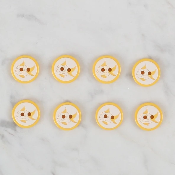 Loren Crafts sarı 8 li balık düğme - 579 - Resim 2