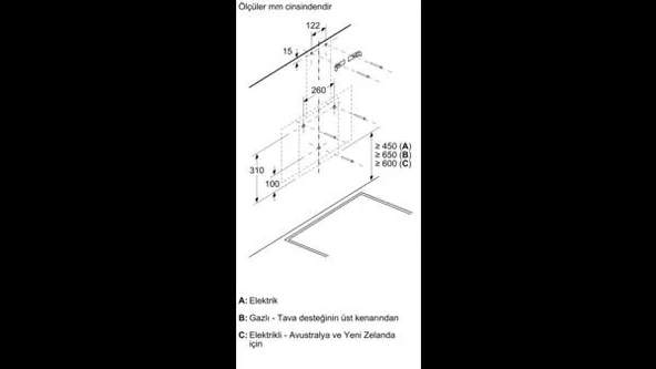 Profilo DVK6J360 Davlumbaz Duvar Tipi Siyah Cam - Resim 8