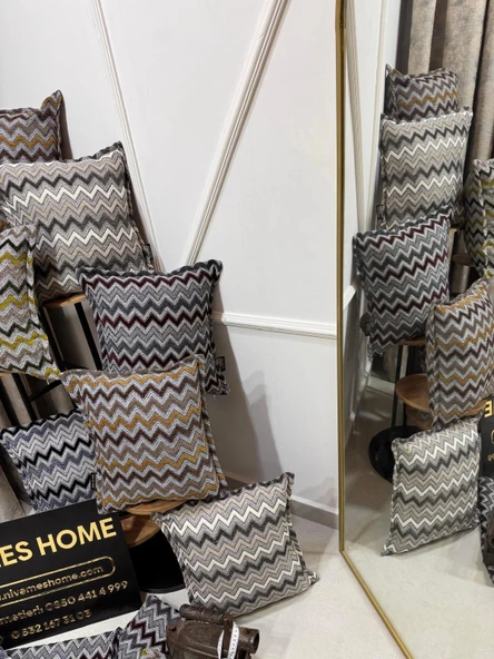 NİVEMESHOME LACİVERT GRİ KIRLENT KILIFI 45X45 - 6