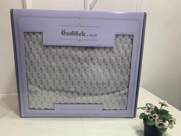 NİVEMESHOME GRİ POLO ÇİFT KİŞİLİK YATAK ÖRTÜSÜ SETİ ÖZDİLEK - Resim 3