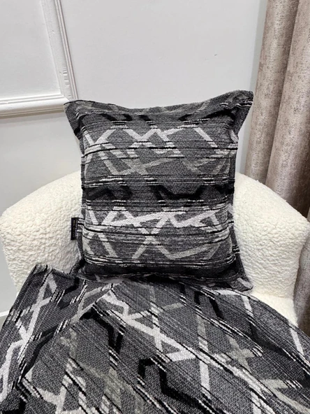 NİVEMESHOME ELYAF DOLGULU KIRLENT 45X45 MATEO 67-01 ANTRASİT GRİ - Resim 4