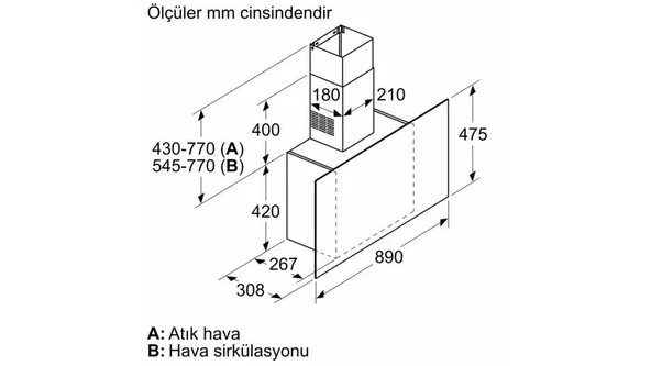 Bosch DWF95AJ20T Davlumbaz Beyaz Duvar Tipi 90 cm - Resim 4