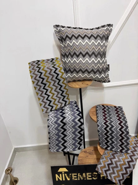NİVEMESHOME SÜTLÜ KAHVE GRİ ELYAF DOLGULU KIRLENT KILIFI 45X45 - 2