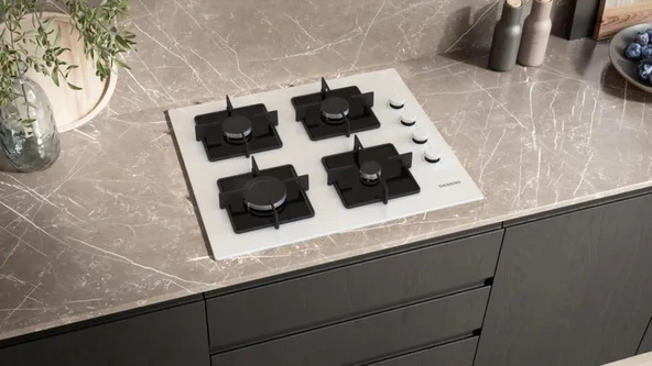 Siemens EO6C2PP30O Ocak Ankastre Gazlı Sert Cam Beyaz - Resim 4