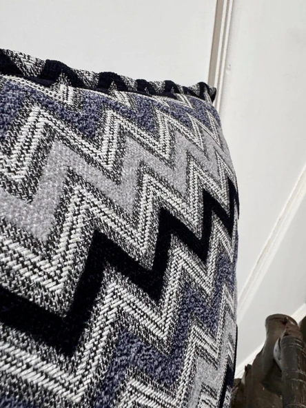 NİVEMESHOME LACİVERT GRİ ELYAF DOLGULU KIRLENT KILIFI 45X45 - 2