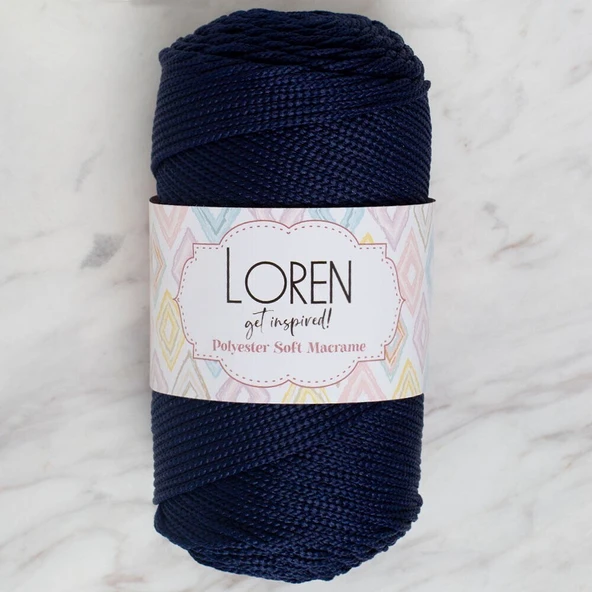 Loren Polyester Soft Macrame Koyu Lacivert El Örgü İpi - LM030 - 34436 ürün görseli