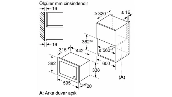 Bosch BFL623MB3 Mikrodalga Ankastre Siyah 20 lt - Resim 3